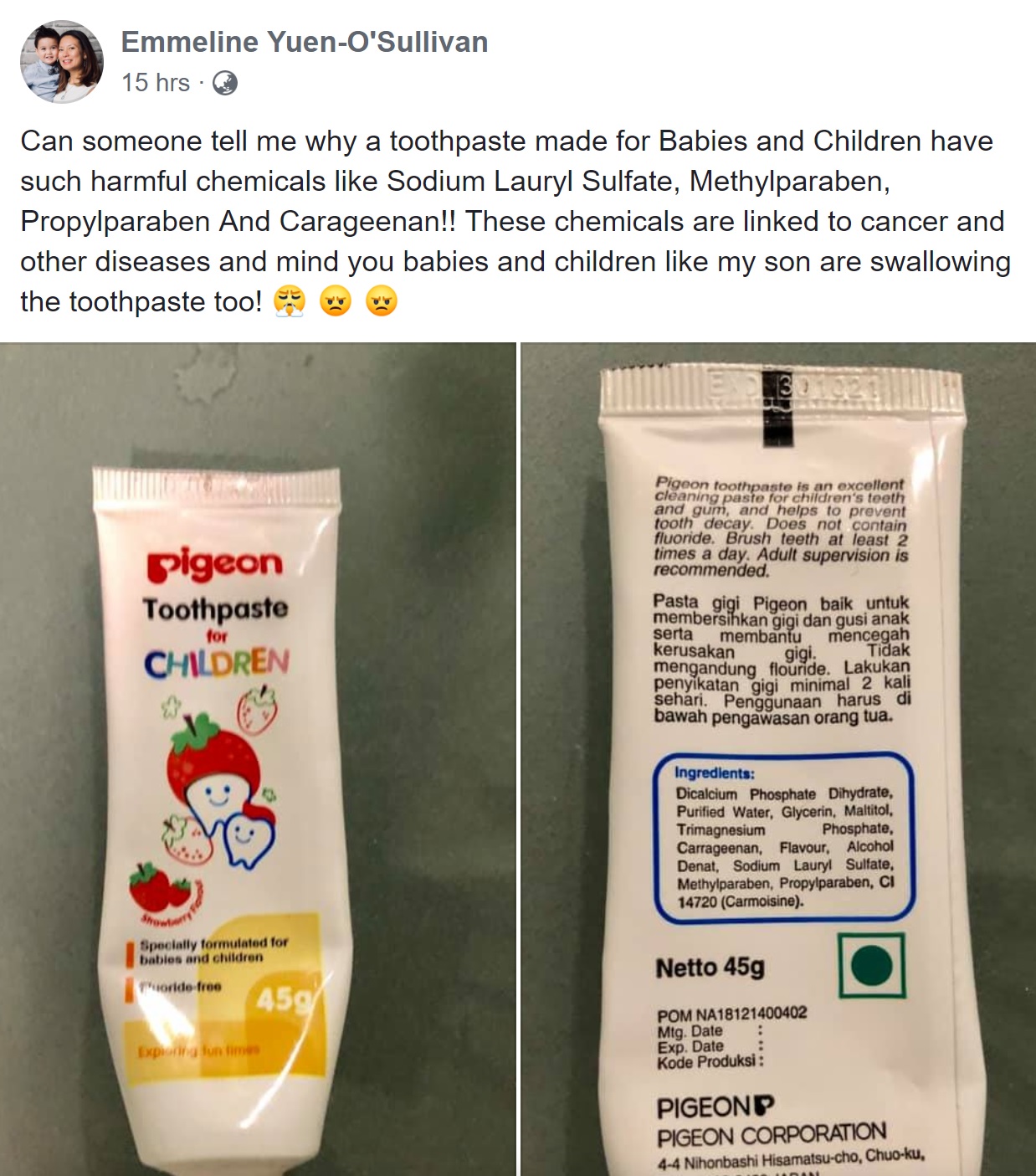 pigeon children toothpaste cancer harmful