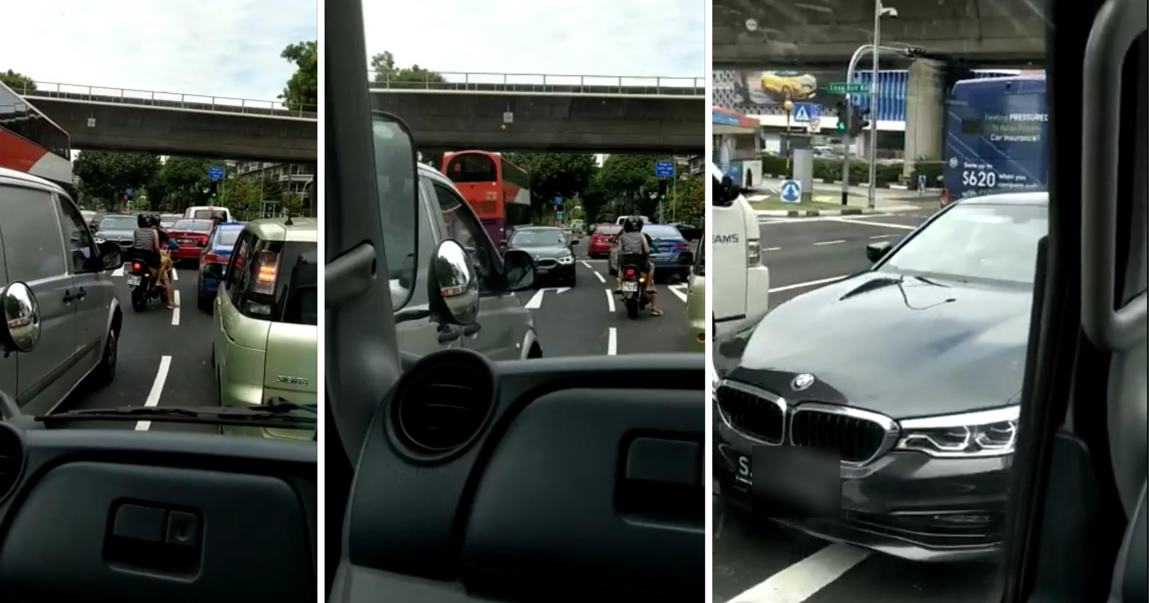 BMW driver drives against traffic, got cursed by others but still calmly driving