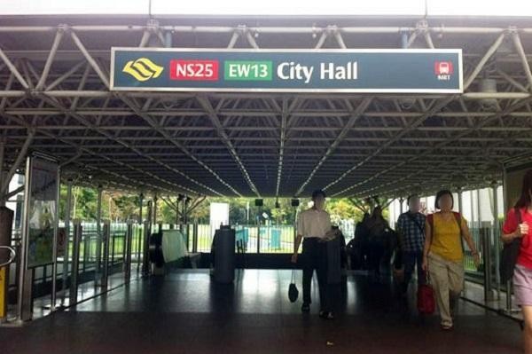 Escalator side panel at City Hall MRT station dislodged