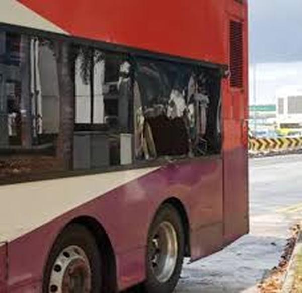 SBS bus pierced by pipe in accident at Woodlands